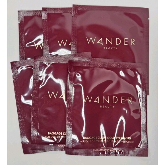Wander Beauty Baggage Claim Gold Eye Masks 6 Pairs NEW In Pink Box - Picture 3 of 3